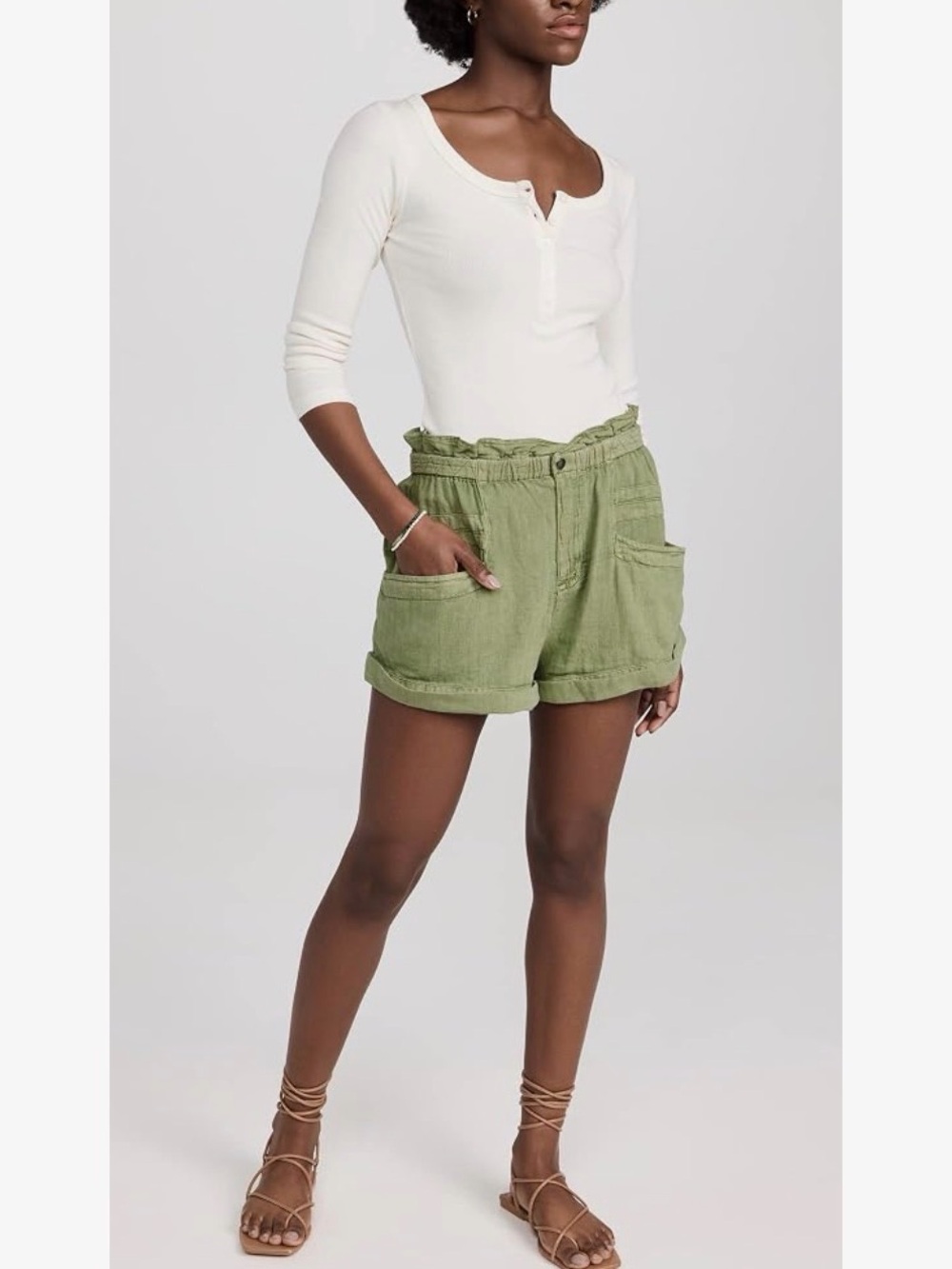 Free People Topanga Shorts in Olive Green